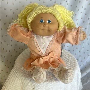 Peach and Yellow Doll with Lace Dress